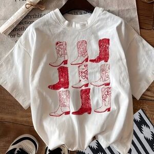 Shein Crop Cowboy boot T Shirt